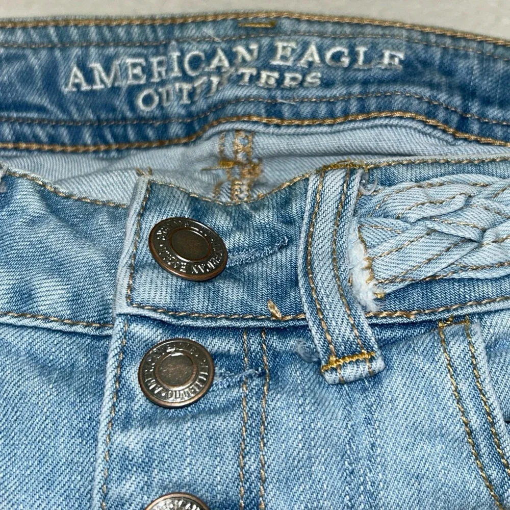 American Eagle Outfitters Blue Distressed Jean Shorts‎